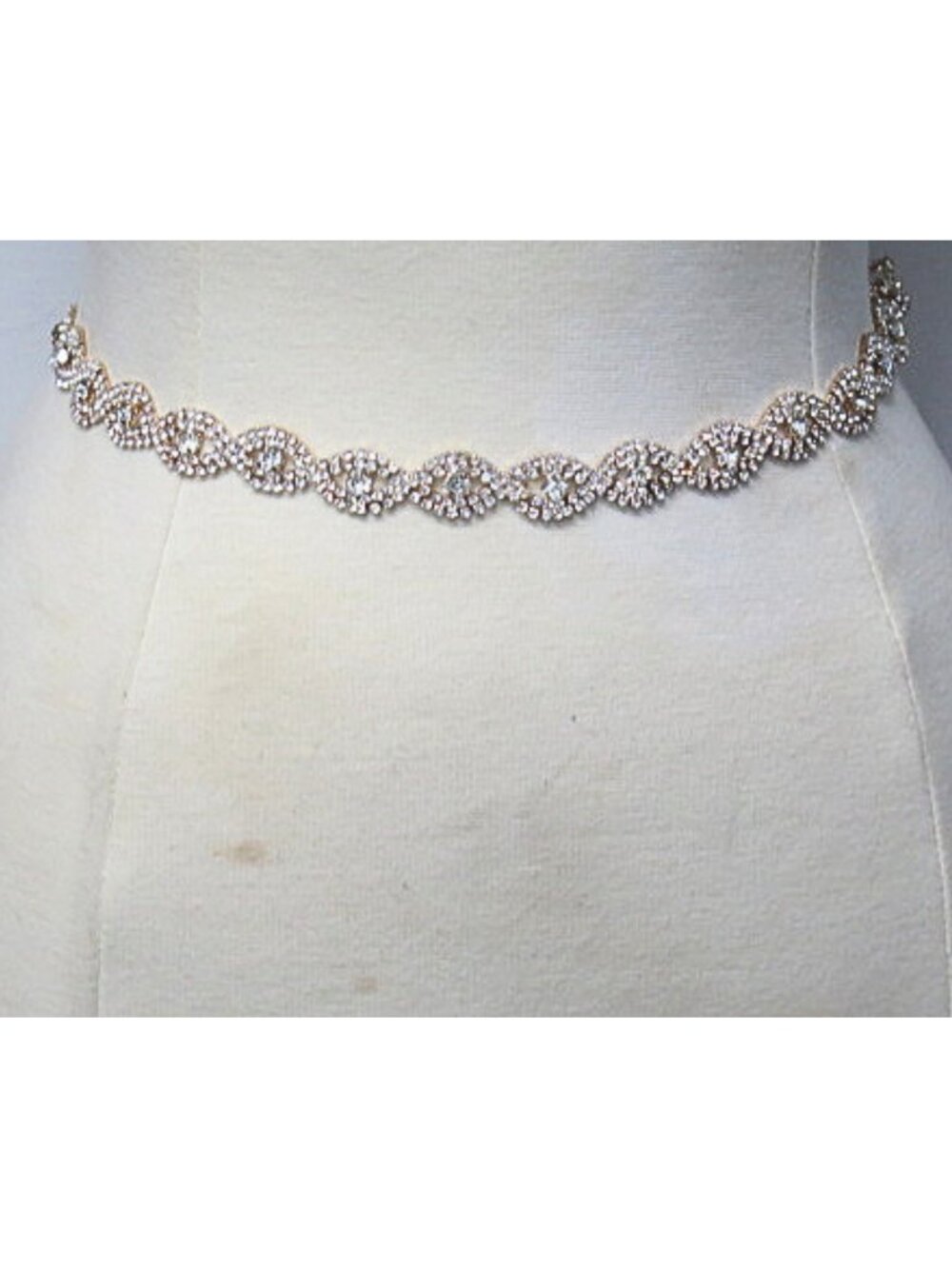 Gold Tone Sparkling Rhinestone Leaf Chain Belt Formal Evening Waist Belt